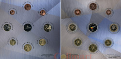 Литва. Официальный годовой набор монет евро 2015 год. 8 монет + жетон в банковской упаковке (Proof в капсулах)