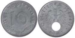 Германия - Третий рейх. 10 рейхспфеннигов 1941 год. (D)