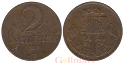 Латвия. 2 сантима 1926 год. Герб.