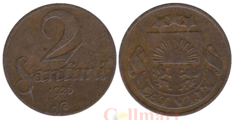  Латвия. 2 сантима 1926 год. 