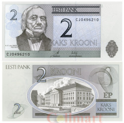 Бона. Эстония 2 кроны 2007 год. Карл Эрнст фон Бэр. (Пресс)
