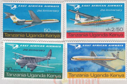 Набор марок. Британская Восточная Африка. 21-я годовщина East African Airways. 4 марки.