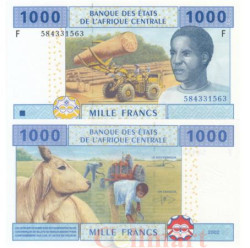 Бона. Центральная Африка, Экваториальная Гвинея (литера F) 1000 франков 2002 год. Лесозаготовки.