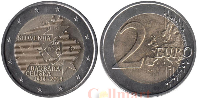  Словения. 2 евро 2014 год. 600 лет воцарению Барбары Цилли. 
