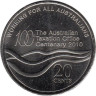  Австралия. 20 центов 2010 год. 100 лет налоговому Управлению. 