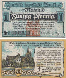 Бона. Германия. Вунсторф 50 пфеннигов 1920 год. Нотгельд. (XF)
