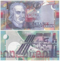 Бона. Великобритания 1 Housenote 1999 год. Тестовая презентационная банкнота фабрики De La Rue – Исаак Ньютон. (Пресс)