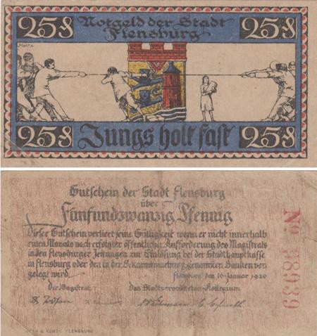  Бона. Германия. Фленсбург 25 пфеннигов 1920 год. Нотгельд. (VF) 
