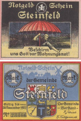 Бона. Германия. Штайнфельд (Шлезвиг) 1 марка 1921 год. Герб. Нотгельд. (XF)