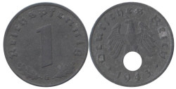 Германия - Третий рейх. 1 рейхспфенниг 1943 год. (G)