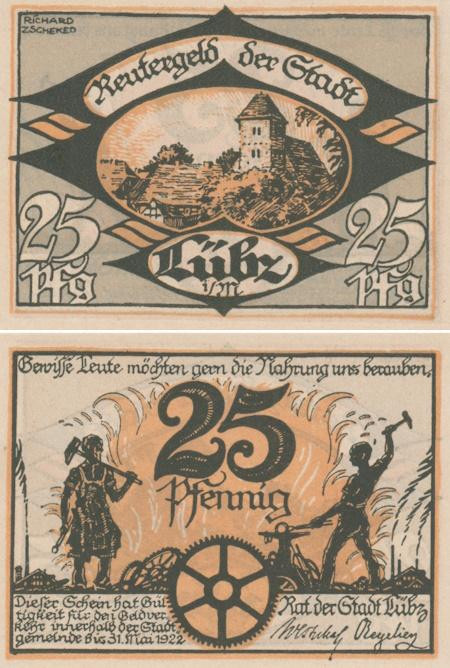  Бона. Германия. Любц 25 пфеннигов 1922 год. Нотгельд. (XF) 