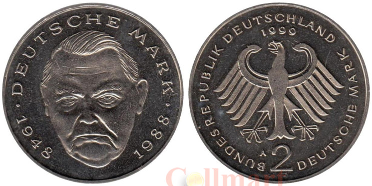  Германия (ФРГ). 2 марки 1999 год. Людвиг Эрхард. (A) 