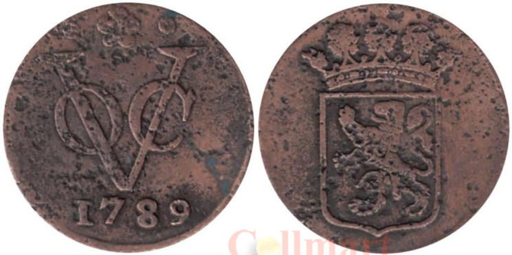  Голландская Ост-Индская компания (VOC). 1 дуит 1789 год. Герб Утрехта. 