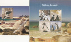 Почтовый блок + малый лист. Гамбия. Магелланов пингвин.