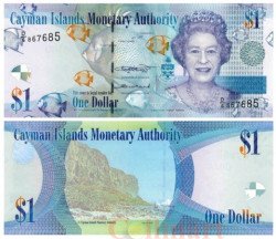 Бона. Каймановы Острова 1 доллар 2018 год. Королева Елизавета II.