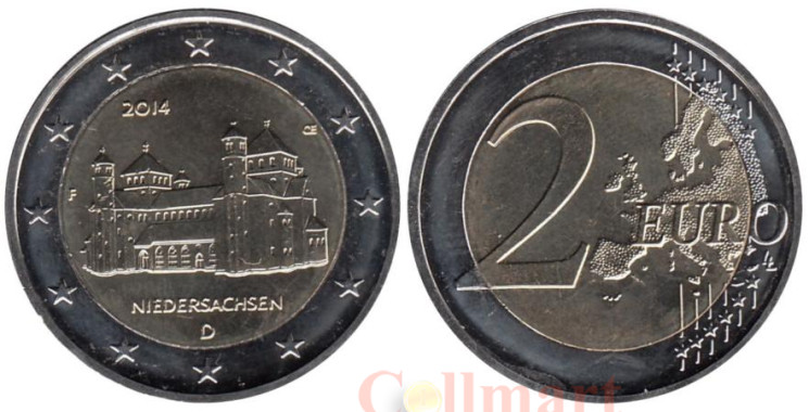  Германия. 2 евро 2014 год. Церковь Св. Михаэля, Нижняя Саксония. (F) 