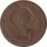  Испания. 5 сентимо 1877 год. Король Альфонсо XII. 