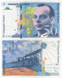 Бона. Франция 50 франков 1997 год. Сент-Экзюпери. (VF)