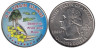  США. 25 центов 2009 год. Квотер Американских Виргинских островов. цветное покрытие (P). 