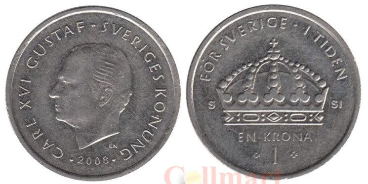  Швеция. 1 крона 2008 год. 