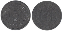 Германия. Франкфурт-на-Одере. 5 пфеннигов 1917 год. Нотгельд.