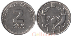Израиль. 2 новых шекеля 2008 (ח"סשתה) год. Два рога и герб Израиля.
