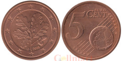 Германия. 5 евроцентов 2008 год. Дубовые листья. (D)