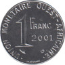  Западная Африка (BCEAO). 1 франк 2001 год. 