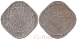 Индия (Британская). 1/2 анна 1946 год. Король Георг VI. (сплошная черточка)