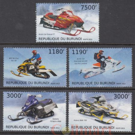  Набор марок. Бурунди 2012 год. Снегоходы. (5 марок) 