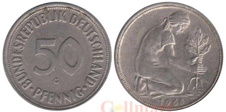  ФРГ. 50 пфеннигов 1968 год. (G) 