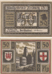 Бона. Германия. Фрайбург-им-Брайсгау 50 пфеннигов 1921 год. Нотгельд. (VF)
