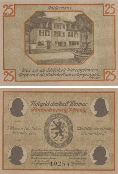  Бона. Германия. Веймар 25 пфеннигов 1921 год (вариант 2). Нотгельд. (XF) 