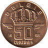 Бельгия. 50 сантимов 1998 год. Король Бодуэн I. BELGIE 
