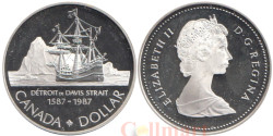 Канада. 1 доллар 1987 год. 400 лет открытию пролива Дейвиса.