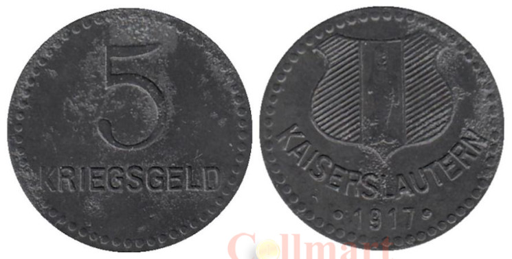  Германия. Кайзерслаутерн. 5 пфеннигов 1917 год. Нотгельд. 