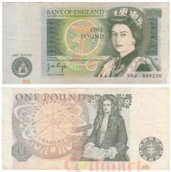 Бона. Великобритания 1 фунт 1978-80 год. Елизавета II. (подпись - J.B. Page) (F-VF)