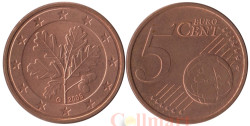 Германия. 5 евроцентов 2005 год. Дубовые листья. (G)