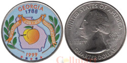 США. 25 центов 1999 год. Штат Джорджия. цветное покрытие  (D)