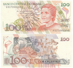 Бона. Бразилия 100 крузейро 1990 год. Сесилия Мейрелеш. (Пресс)