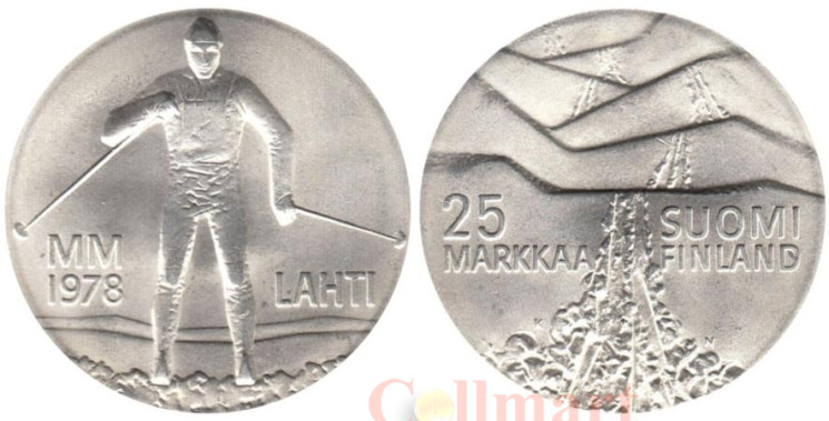  Финляндия. 25 марок 1978 год. Зимние игры в Лахти. 