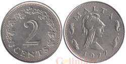 Мальта. 2 цента 1977 год. Пентесилея - царица амазонок.