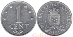 Нидерландские Антильские острова. 1 цент 1981 год. Герб.