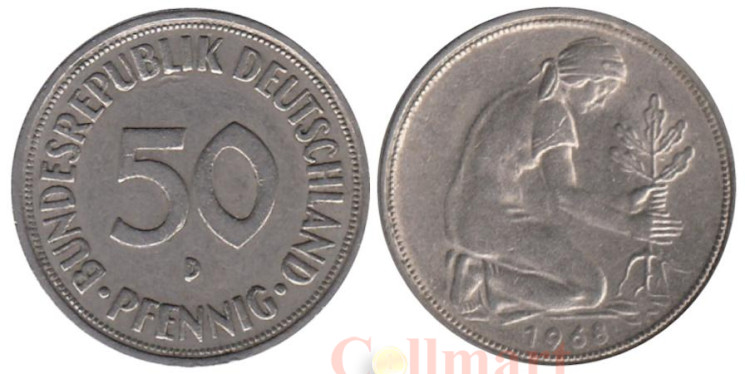  ФРГ. 50 пфеннигов 1968 год. (D) 