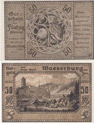 Бона. Германия. Вассербург-ам-Инн 50 пфеннигов 1920 год. Нотгельд. (XF)