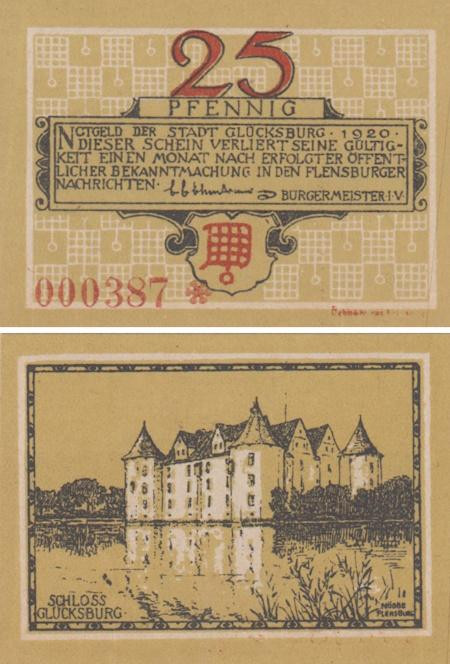  Бона. Германия. Глюксбург 25 пфеннигов 1920 год. Нотгельд. (XF) 