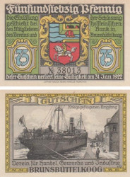 Бона. Германия. Брунсбюттельког 75 пфеннигов 1922 год. Нотгельд. (XF)