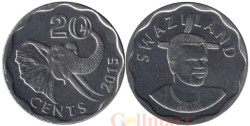 Свазиленд. 20 центов 2015 год. Слон.