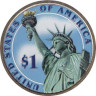  США. 1 доллар 2015 год. 33-й президент Гарри Трумэн (1945–1953). цветное покрытие. 