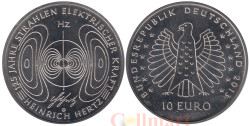 Германия. 10 евро 2013 год. 125 лет электротоку - Генрих Герц.